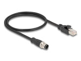 Delock M12 Adapterkabel D-kodiert 4 Pin Stecker zu RJ45 Stecker 50 cm