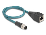 Delock M12 Adapterkabel A-kodiert 8 Pin Stecker zu RJ45 Buchse 50 cm
