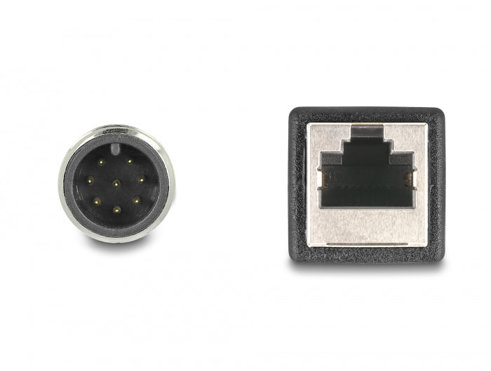 Delock M12 Adapterkabel A-kodiert 8 Pin Stecker zu RJ45 Buchse 50 cm