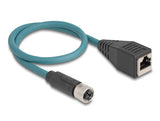 Delock M12 Adapterkabel X-kodiert 8 Pin Buchse zu RJ45 Buchse 50 cm