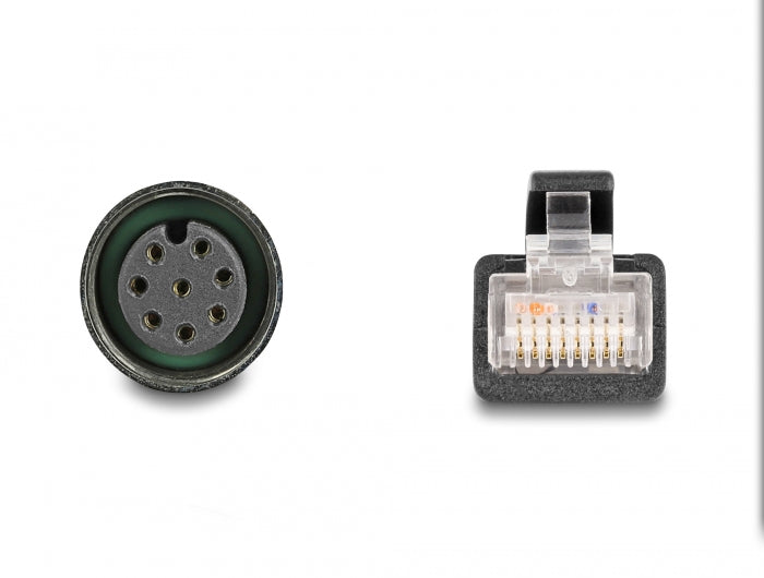 Delock M12 Adapterkabel A-kodiert 8 Pin Buchse zu RJ45 Stecker 50 cm
