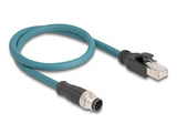 Delock M12 Adapterkabel A-kodiert 8 Pin Stecker zu RJ45 Stecker 50 cm