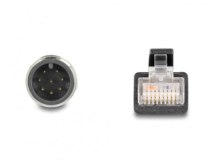 Delock M12 Adapterkabel A-kodiert 8 Pin Stecker zu RJ45 Stecker 50 cm
