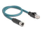 Delock M12 Adapterkabel X-kodiert 8 Pin Buchse zu RJ45 Stecker 50 cm