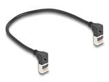 Delock RJ45 Netzwerkkabel Cat.6A S/FTP Slim 90° oben / oben gewinkelt 0,25 m schwarz