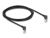 Delock RJ45 Netzwerkkabel Cat.6A S/FTP Slim 90° oben / oben gewinkelt 2 m schwarz