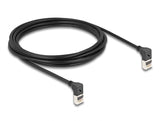 Delock RJ45 Netzwerkkabel Cat.6A S/FTP Slim 90° oben / oben gewinkelt 3 m schwarz