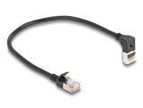 Delock RJ45 Netzwerkkabel Cat.6A S/FTP Slim 90° oben gewinkelt / gerade 0,25 m schwarz