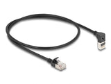 Delock RJ45 Netzwerkkabel Cat.6A S/FTP Slim 90° oben gewinkelt / gerade 0,5 m schwarz