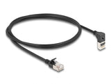 Delock RJ45 Netzwerkkabel Cat.6A S/FTP Slim 90° oben gewinkelt / gerade 1 m schwarz