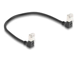 Delock RJ45 Netzwerkkabel Cat.6A S/FTP Slim 90° unten / unten gewinkelt 0,25 m schwarz