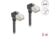 Delock RJ45 Netzwerkkabel Cat.6A S/FTP Slim 90° unten / unten gewinkelt 3 m schwarz