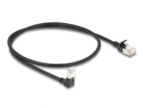 Delock RJ45 Netzwerkkabel Cat.6A S/FTP Slim 90° unten gewinkelt / gerade 0,5 m schwarz