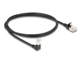 Delock RJ45 Netzwerkkabel Cat.6A S/FTP Slim 90° unten gewinkelt / gerade 1 m schwarz