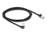 Delock RJ45 Netzwerkkabel Cat.6A S/FTP Slim 90° unten gewinkelt / gerade 2 m schwarz