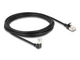 Delock RJ45 Netzwerkkabel Cat.6A S/FTP Slim 90° unten gewinkelt / gerade 3 m schwarz
