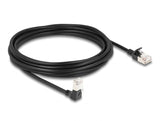 Delock RJ45 Netzwerkkabel Cat.6A S/FTP Slim 90° unten gewinkelt / gerade 5 m schwarz
