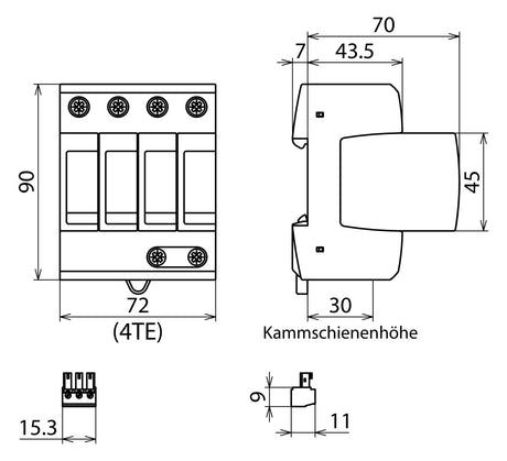 DEHN SE Überspannungsableiter 230VAC 4TE DG M TNS ACI 275 FM Netzform-TN-S 1,5kV