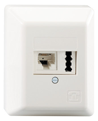 RUTENBECK Kombidose Cat3 AP RJ12/TAE rws IAE/UAE 8(6)-TAE 6 F+N Ap rw schräg