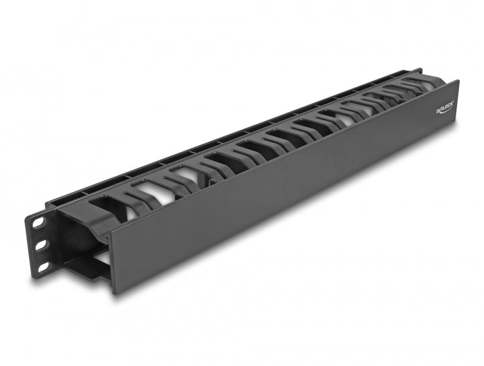 Delock 19″ Kabelmanagement Rangierpanel mit 2 Öffnungen 1 HE schwarz Kunststoff