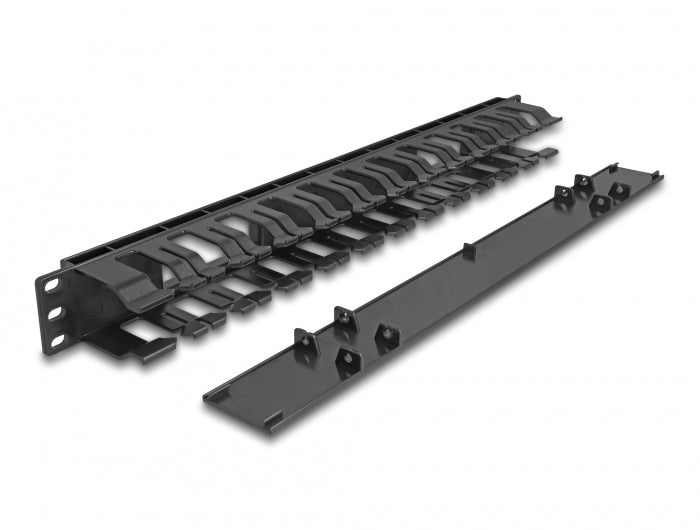 Delock 19″ Kabelmanagement Rangierpanel mit 2 Öffnungen 1 HE schwarz Kunststoff