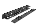 Delock 19″ Kabelmanagement Rangierpanel mit 2 Öffnungen 1 HE schwarz Kunststoff