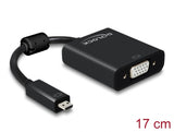 Delock Adapter HDMI Micro-D Stecker > VGA Buchse mit Audio schwarz