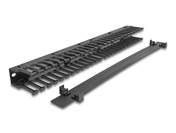 Delock 19″ Kabelmanagement Rangierpanel mit 3 Öffnungen 1 HE schwarz