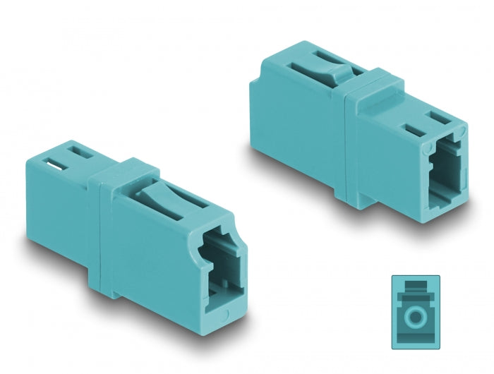 Delock LWL Kupplung LC Simplex Buchse zu LC Simplex Buchse OM3 aqua