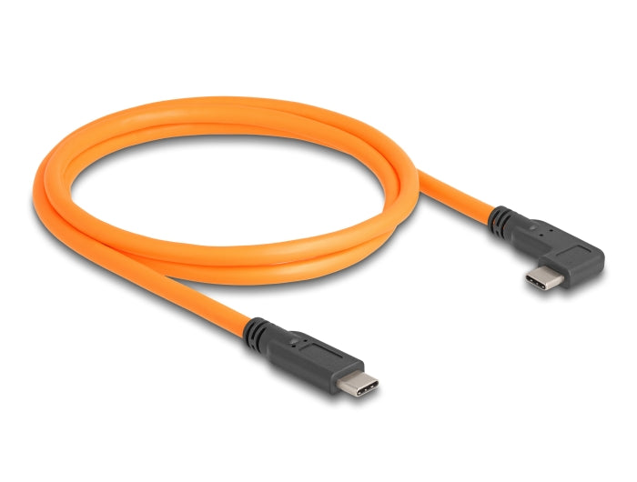 Delock USB 5 Gbps Kabel USB Type-C™ Stecker zu USB Type-C™ Stecker 90° gewinkelt für Tethered Shooting 1 m orange