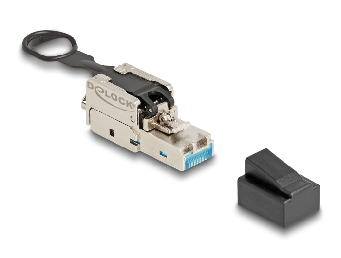 Delock RJ45 Stecker feldkonfektionierbar Cat.6A mit Push und Pull Lasche werkzeugfrei