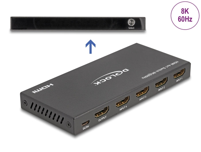 Delock HDMI Switch 4 x HDMI in zu 1 x HDMI out 8K 60 Hz