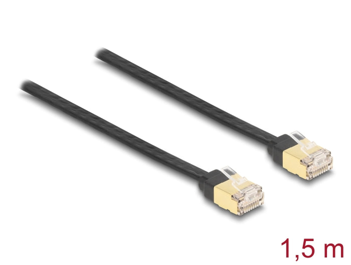 Delock RJ45 Aufrollkabel Cat.6A U/FTP 1,5 m schwarz / gelb
