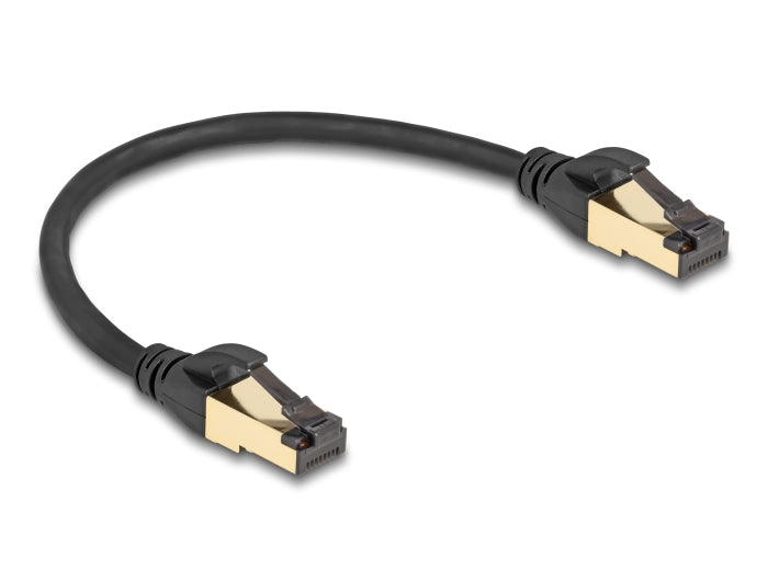 Delock RJ45 Netzwerkkabel Cat.6A Stecker zu Stecker S/FTP schwarz 30 cm mit Cat.7 Rohkabel Industrie und Outdoor tauglich