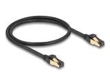 Delock RJ45 Netzwerkkabel Cat.6A Stecker zu Stecker S/FTP schwarz 50 cm mit Cat.7 Rohkabel Industrie und Outdoor tauglich