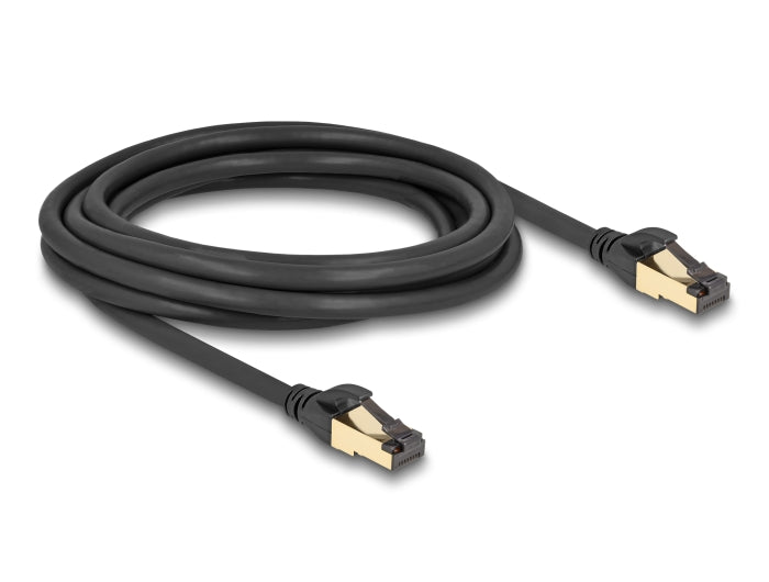 Delock RJ45 Netzwerkkabel Cat.6A Stecker zu Stecker S/FTP schwarz 3 m mit Cat.7 Rohkabel Industrie und Outdoor tauglich