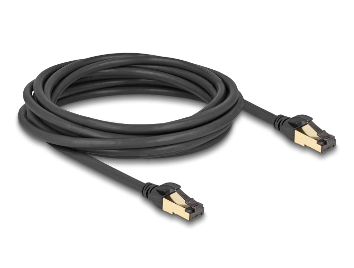 Delock RJ45 Netzwerkkabel Cat.6A Stecker zu Stecker S/FTP schwarz 5 m mit Cat.7 Rohkabel Industrie und Outdoor tauglich