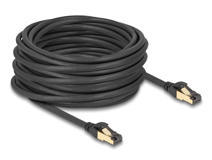 Delock RJ45 Netzwerkkabel Cat.6A Stecker zu Stecker S/FTP schwarz 15 m mit Cat.7 Rohkabel Industrie und Outdoor tauglich
