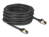 Delock RJ45 Netzwerkkabel Cat.6A Stecker zu Stecker S/FTP schwarz 15 m mit Cat.7 Rohkabel Industrie und Outdoor tauglich
