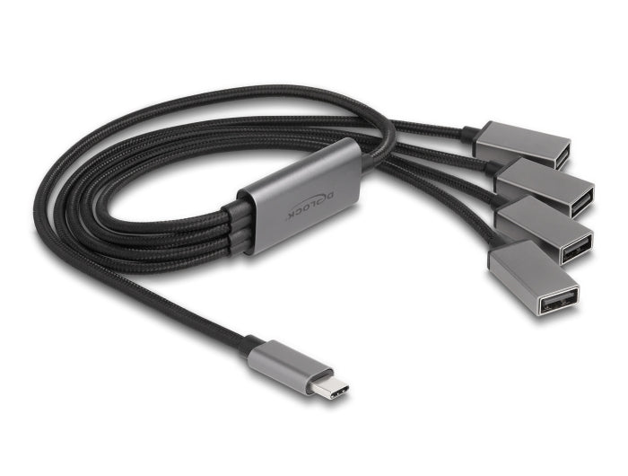 Delock 4 Port USB 2.0 Kabel-Hub mit USB Type-C™ Anschluss 60 cm