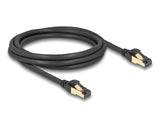 Delock RJ45 Netzwerkkabel Cat.6A Stecker zu Stecker S/FTP schwarz 2 m mit Cat.7 Rohkabel Industrie und Outdoor tauglich