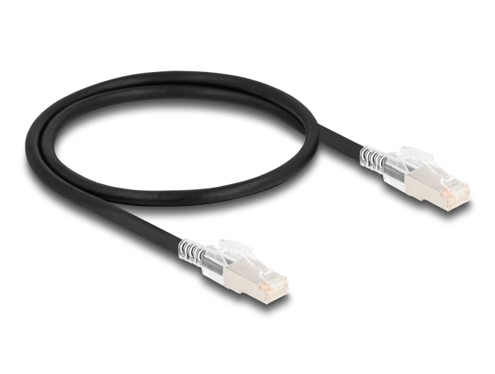 Delock RJ45 Netzwerkkabel Cat.6A S/FTP mit Secure Clips Set 0,5 m schwarz