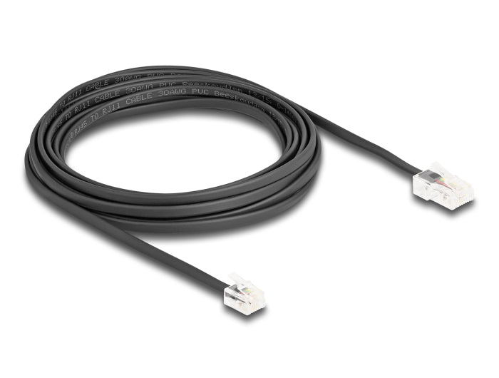 Delock Telefonkabel RJ45 Stecker zu RJ11 Stecker schwarz 5 m