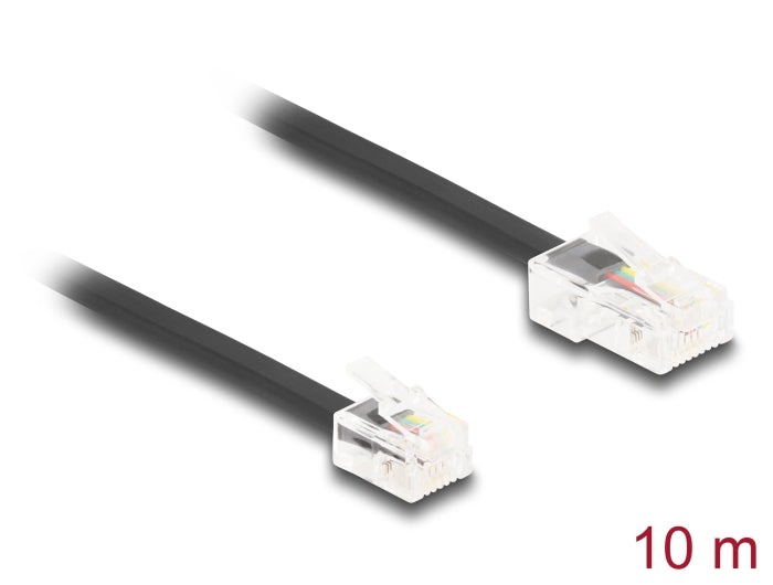Delock Telefonkabel RJ45 Stecker zu RJ11 Stecker schwarz 10 m