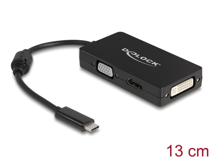 Delock Adapter USB Type-C™ Stecker zu VGA / HDMI / DVI Buchse schwarz