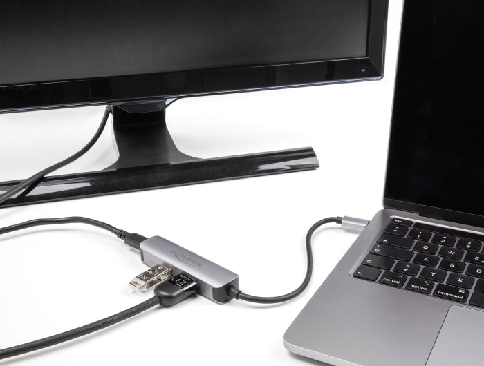 Delock USB Type-C™ Adapter zu HDMI 4K 60 Hz mit USB Typ-A und USB Type-C™ Daten + PD 92 W