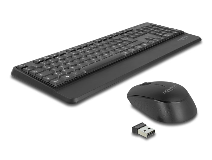 Delock USB Tastatur und Maus Set 2,4 GHz kabellos schwarz (Handballenauflage)