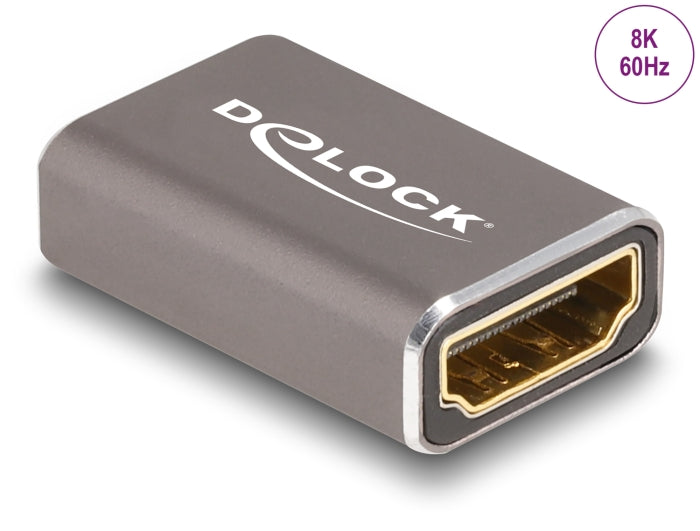Delock HDMI Adapter Buchse zu Buchse 8K 60 Hz grau Metall
