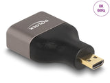Delock HDMI Adapter Micro-D Stecker zu A Buchse 8K 60 Hz grau Metall