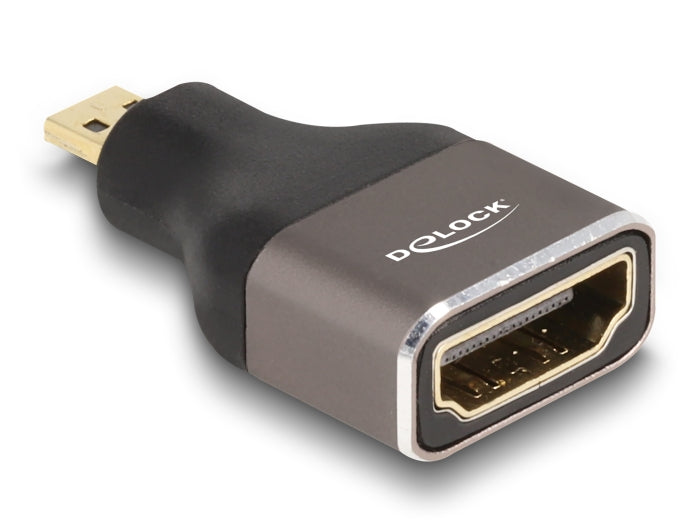 Delock HDMI Adapter Micro-D Stecker zu A Buchse 8K 60 Hz grau Metall